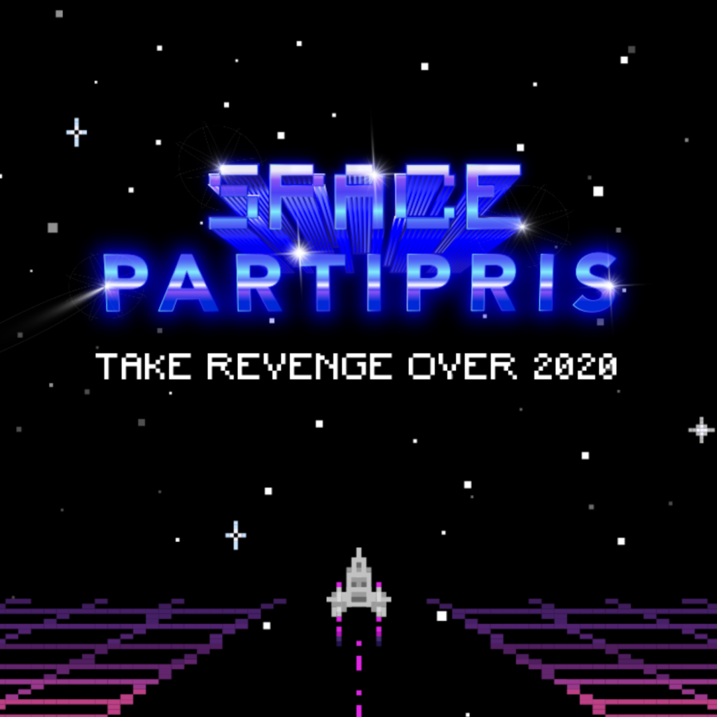 Cover of the game Space Invader, developed for Parti Pris marketing agency. Spaceship and starlight in pixel art