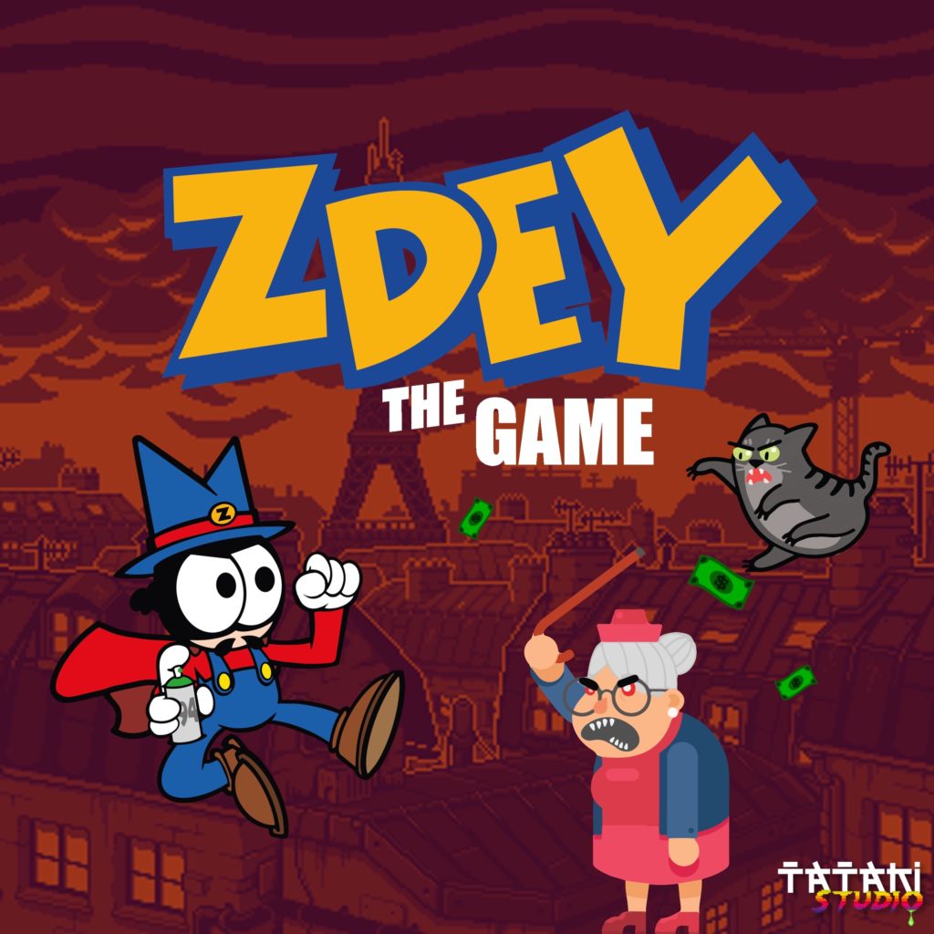 logo du jeu Zdey the Game et personnage du jeu en vectoriel